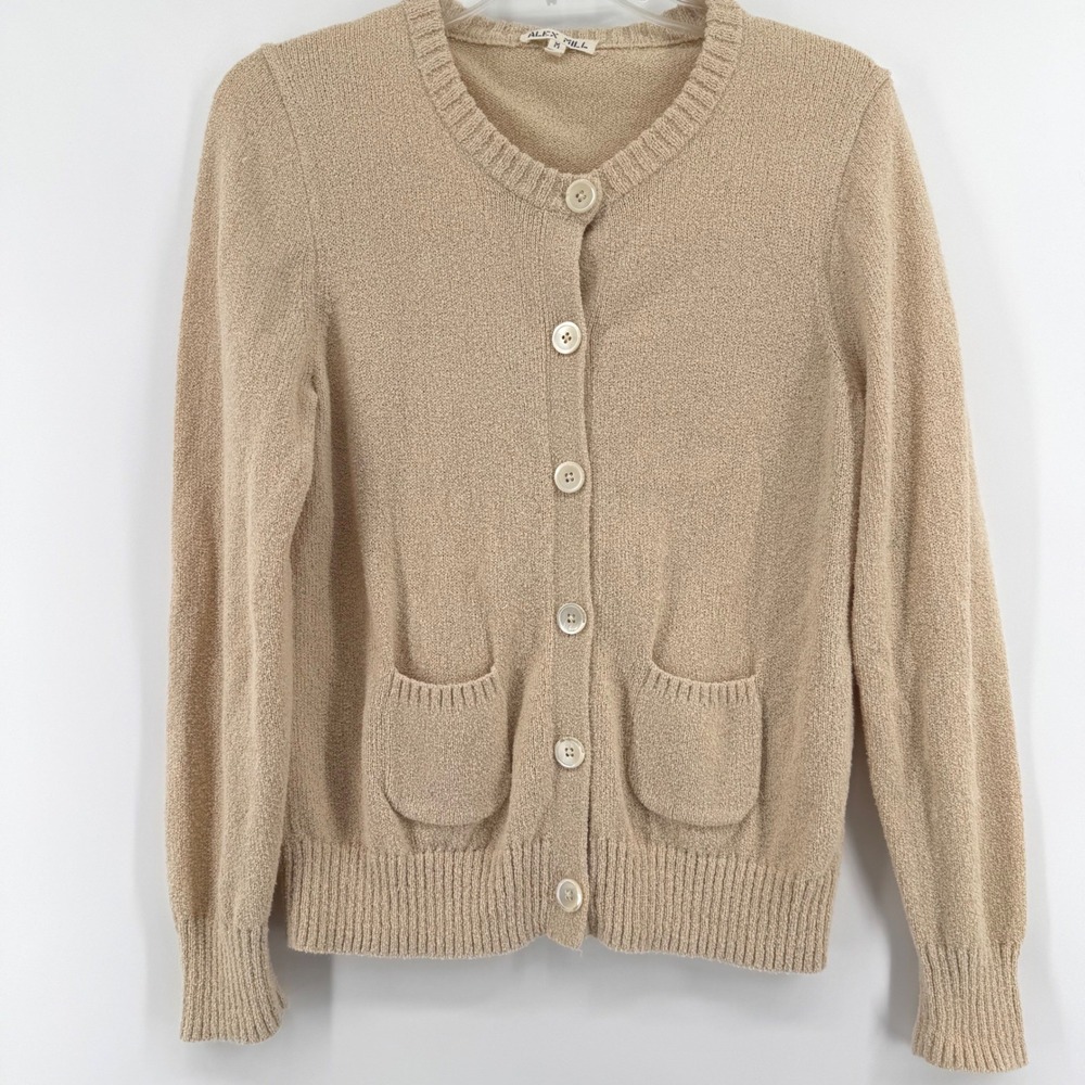 Alex Mill Cardigan Womens Medium Tan Cotton Blend Knit‎ Button Front Pocket